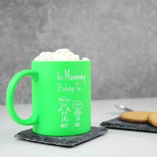 PERSONALISED Neon Mug This Mummy Belongs To Coffee Cup Mothers Day Xmas Gift - Picture 16 of 27
