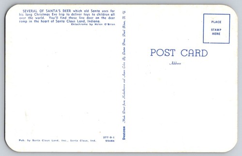 Postcard - Santa's Deer - Santa Claus Land, Indiana - Picture 2 of 2