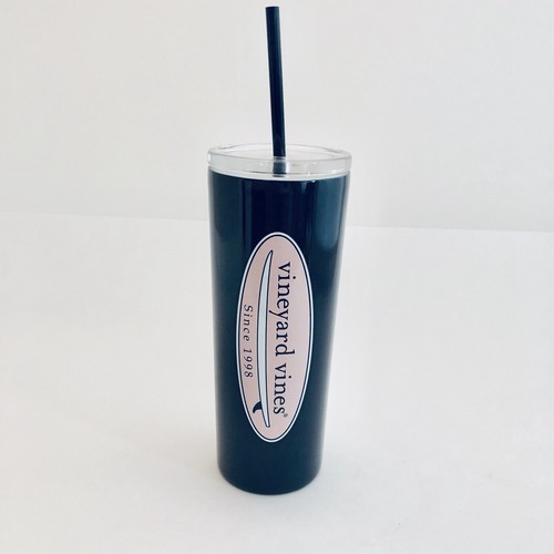 Vineyard Vines 22.5oz Target Navy Pink Logo Lidded Drinkware Tumbler Glass NEW - Picture 2 of 5