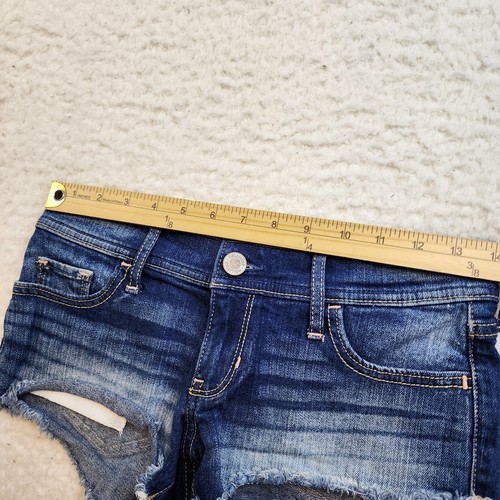 Y2K Hollister Low Rise Distressed Super Short Jean Denim Sz 1 Cheeky Dukes - Bild 3 von 8