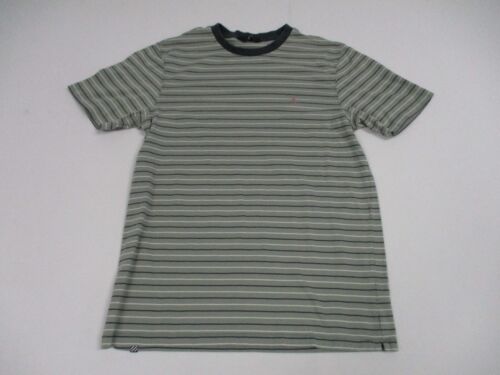Volcom Shirt Adult Size Medium Green Striped Pullover Beach Surf Stretch - Afbeelding 1 van 10