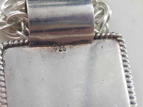 Collar colgante cuadrado con monograma en blanco vintage de plata de ley de 24" - 50,8 gramos - Imagen 5 de 6
