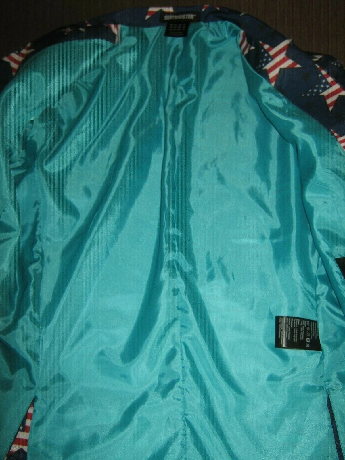 SUITMEISTER Blazer Men's Size MEDIUM(NWO)Navy BLUE w/Stars & Stripes "CLEAN" image 3