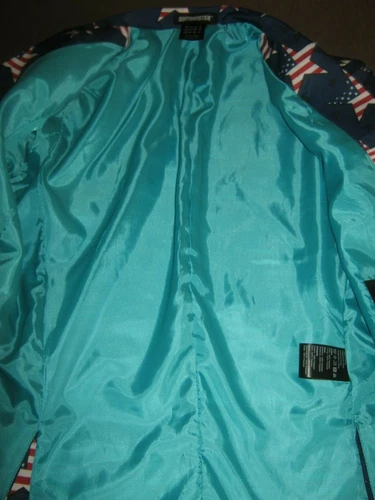 SUITMEISTER Blazer Men's Size MEDIUM(NWO)Navy BLUE w/Stars & Stripes "CLEAN" image 3