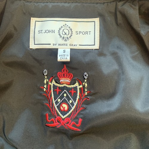 St John Sport Marie Gray Red Leather Jacket Full Zip Womens Size Small - Picture 9 of 11