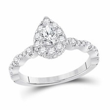 14kt White Gold Pear Diamond Bridal Wedding Engagement Ring 1 Ctw Certified 