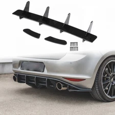 FOR GOLF MK7 GTI REAR BUMPER DIFFUSER LIP 4 FINS SPOILER SPLITTER BLACK