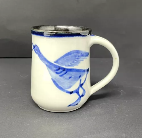 Vintage Studio Art Goose Pottery Stoneware Mug Ducks Geese Birds  Signed