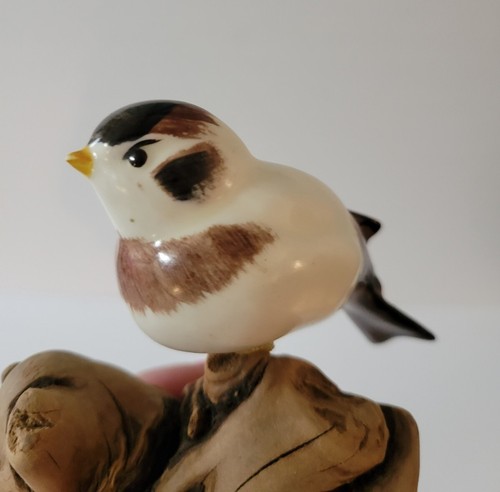 Vintage Keramik Vogel Chickadee auf Wurzelholz aus Oregan - Bild 6 von 9