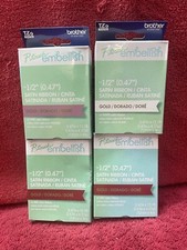 Brother P-touch Set 4 Embellish Tape for Label Maker 1/2" Gold Satin Ribbon