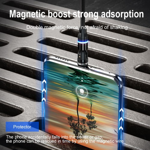 Magnetic Phone Charger Cable. 540°Rotate For Micro USB/Type C/and iPhone port - Picture 7 of 17