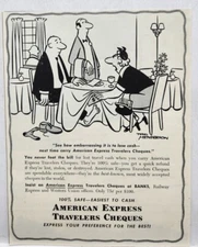 1951 American Express Travelers Cheques Comics Print Ad Man Cave Poster Art Deco