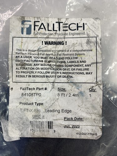 Falltech 8' FT-X EdgeCore Class2 Leading Edge SRL-P Twin-leg Hooks Fall Protect - Picture 3 of 8