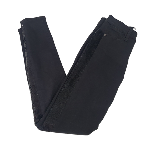 Frame Size 24 Black Stretch Denim Sequin Side Trim Le High Rise Skinny Jeans - Picture 5 of 10