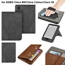 For Kobo Clara Colour/BW/2E Case Stand Holder Leather Smart Cover w/ Hand Strap