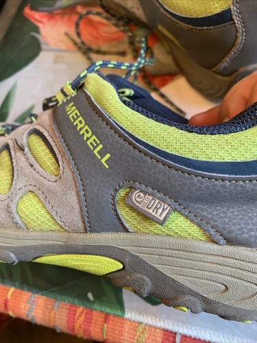 Zapatillas de senderismo Merrell Dry Select Grip para niños jóvenes verde gris azul talla 6M - Imagen 9 de 16