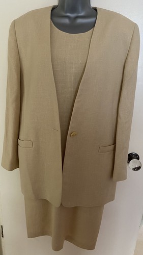 Planet Cream Woven Fabric Blazer Size 10 & Shift Dress Size 12 Suit Wedding - Picture 12 of 12