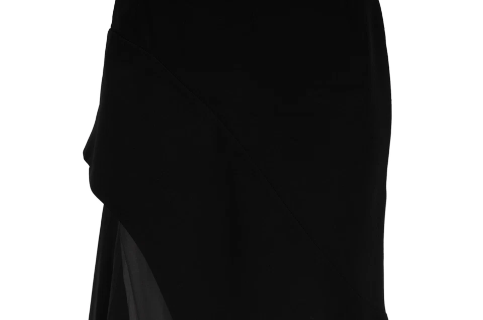 Saia Midi Assimétrica Feminina Givenchy IT 44 EUA 12 Preta Viscose Semi Transparente Babado - Imagem 4 de 4