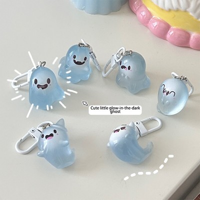 Halloween Luminous Ghost Keychain Jelly Doll Phone Pendant Bag Decor Car Keyring
