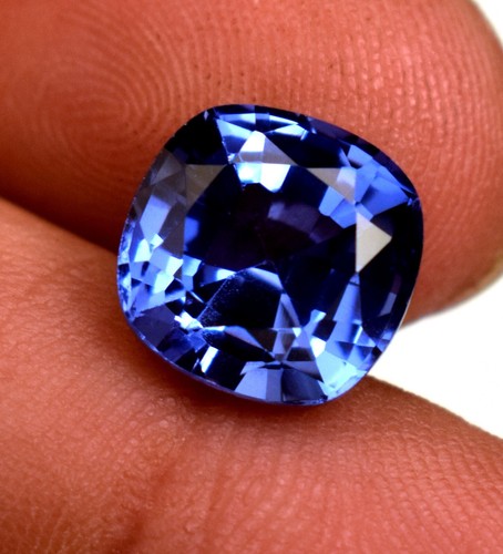 Ceylon Blue Sapphire Certified 5.15 Ct Cushion Cut Lab-Created Loose Gemstone - Picture 4 of 6