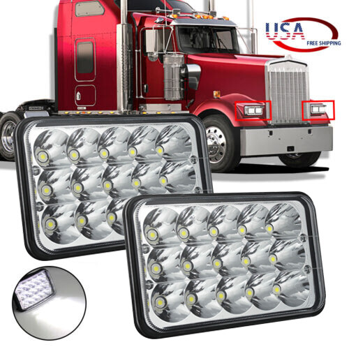 2pcs 4x6" Inch LED Headlights Commercial Truck Sealed Beam DOT HI/LO White 6000K - Picture 1 of 11