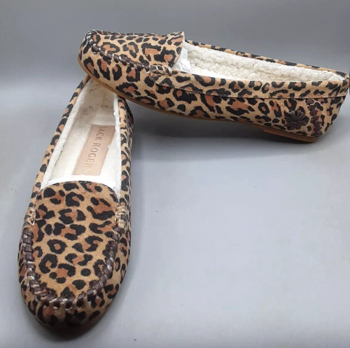 Jack Rogers Sherpa gefütterte flache Mokassins - Millie - Leopard braun Größe 5,5 M