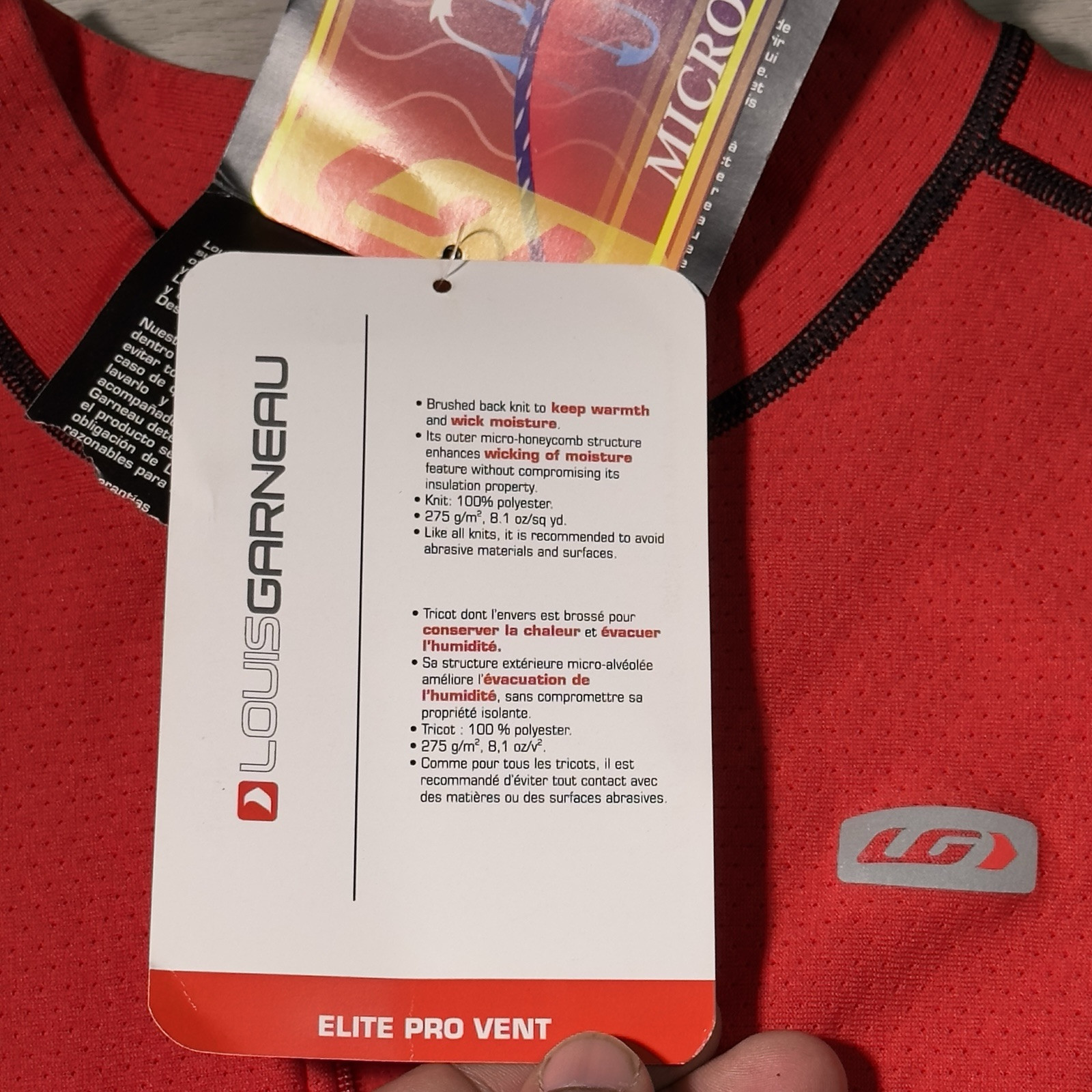 Garneau Mens Cycling Jersey Red 3XL Elite ProVent Biking Outdoor Stretch 1/4 Zip