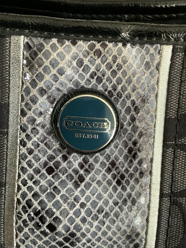 Coach Signature Python Stripe Medium Handbag Purse EUC - Picture 3 of 14