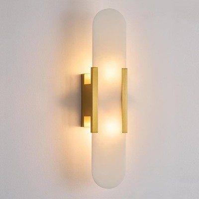 Modern Alabaster Wall Sconce, 19.7in, Gold, 13.8''L x 4.05''W x 3.2''H, Bedroom, Li