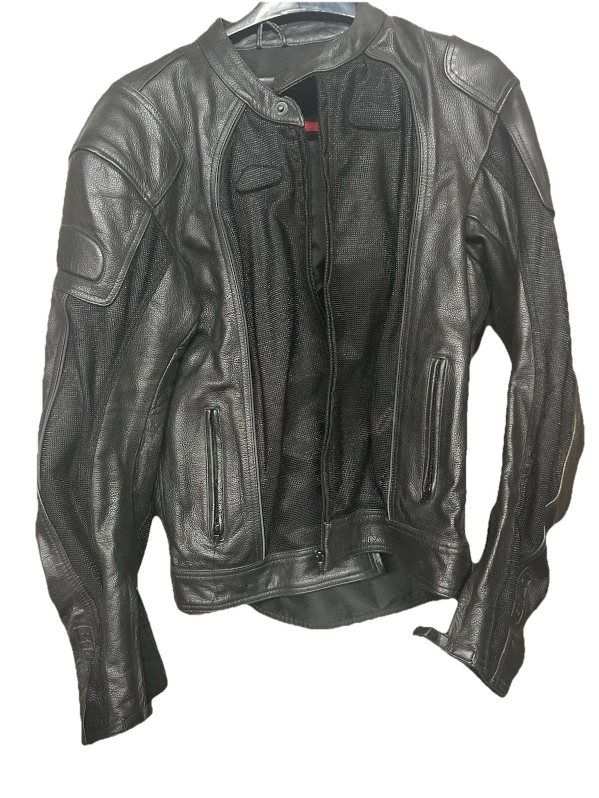BILT Men’s XL Black Leather Mesh Motorcycle Riding Jacket Armored ...