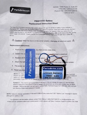 PartsBrite Rytec 3.6V 19Ah Lithium Battery, PB-00111193, with Wire Leads
