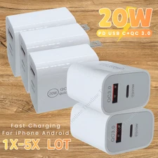 20W Dual Port USB C Charger Plug Fast Charging Block+USB A Brick for i Phone Lot