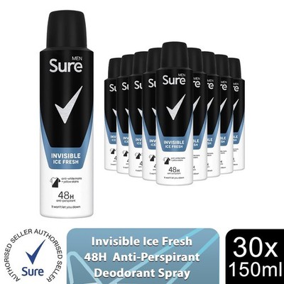 Sure Men 48H Protection Anti-Transpirant Deo Invisible Ice Fresh 150ml, 30er Pack