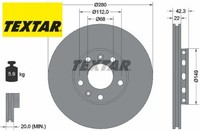 2X Bremsscheibe Textar 92152203 2 Bremsscheiben FüR Audi FüR VW