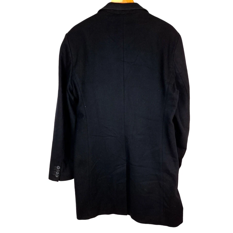 J. LINDEBERG Men Coat Size EU52 UK42 XL Wool Black Button-Front Long Collared - Image 2 of 4
