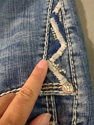 Rock & Roll Cowgirl Jeans Damen 32x34 Bootcut blau bestickt dicke Nähte - Bild 15 von 21