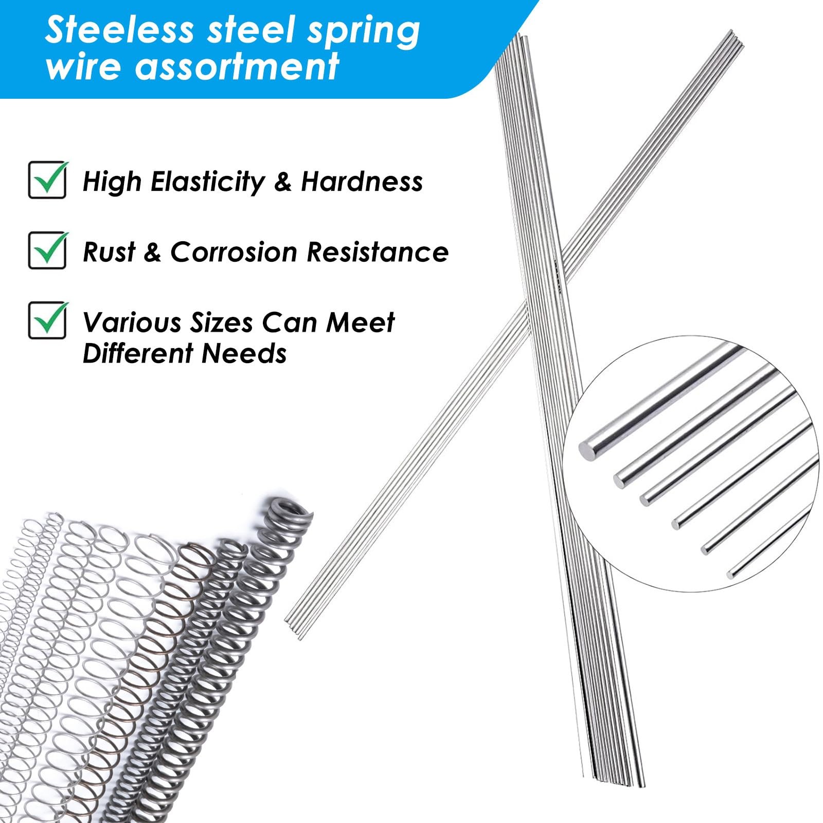 COYOUCO 50CM Stainless Steel Spring Wire Full Hard Straight Wire 0.2-2Mm Spri...