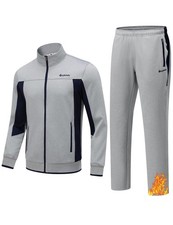 Men's Fleece Lined Tracksuits Sweatsuits 2 Piece Sets Winter Jogging Track Sw...