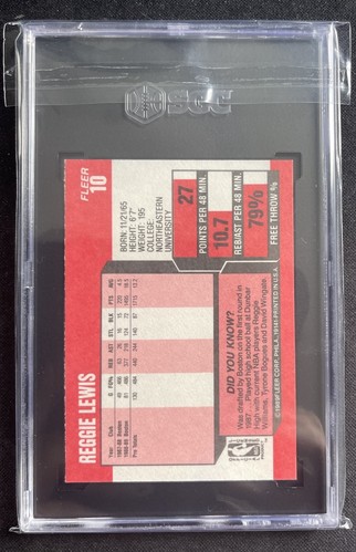 1989-90 Fleer Basketball #10 Reggie Lewis Rookie RC Graded SGC 8 NM-MT Lakers - Bild 2 von 2