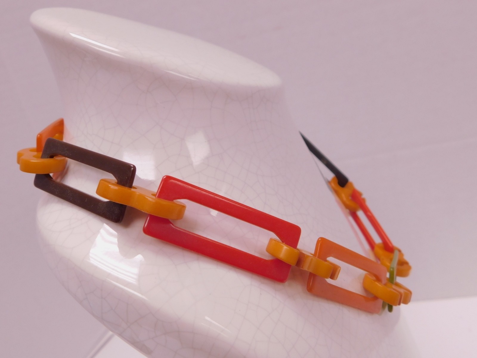 Vintage Bakelite Rectangular Link Necklace Multic… - image 7