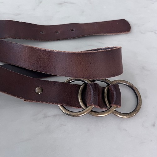 Y2K Candies Brown Leather Belt With Triple Ring Buckle Women's Size L - Picture 3 of 9