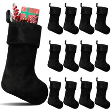 12 Pcs Christmas Stocking 18'' Bulk Thick Plush Fabric Hanging Christmas Stoc...