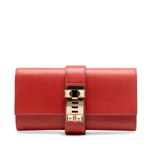 Hermès Tadelakt Medor Clutch 23 Pre-Loved Red