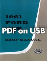 1961 Ford Auto Shop Manuell USB Reparatur Service Galaxie Fairlane Sunliner