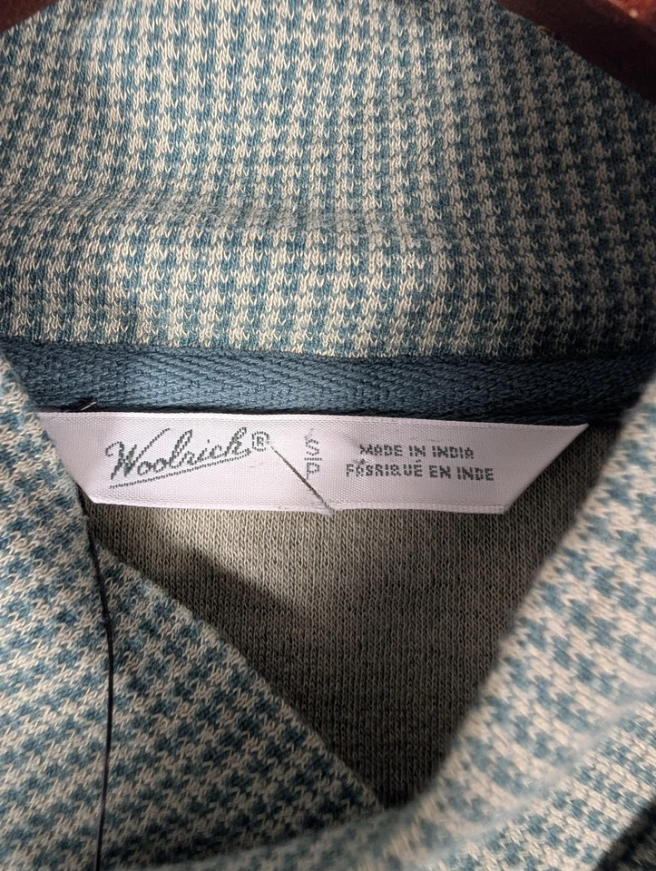 Sudadera con Capucha Woolrich Canoe Run Para Mujer Pequeña Verde Azul Pata de Gallo Pullover Nuevas Etiquetas Foto 2 de 4