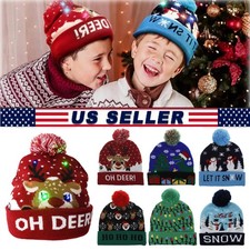 LED Light Up Hat Beanie Knit Cap,Unisex Winter Snow Hat Sweater Holiday Cap Gift
