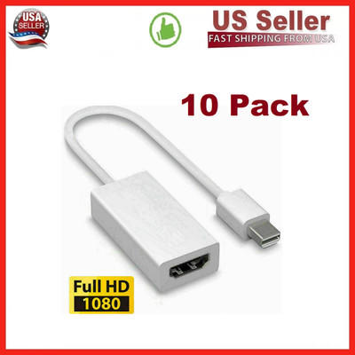 10 Pack New Mini Display Port DP Thunderbolt to HDMI Adapter Cable White