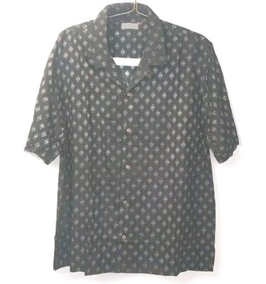 Raga Man Camp Shirt Slim 2X Preppy Hipster Wood Button Black Diamond Dots New 