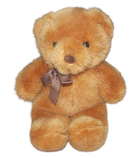 plush American Wego Bear 7334 10.5-11" rust orange brown color brown bow teddy