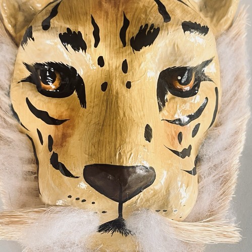Vtg Artisan Hand Crafted Paper Mache Tiger Feline Mask Wall Hanging Deep Eyes - Picture 6 of 15